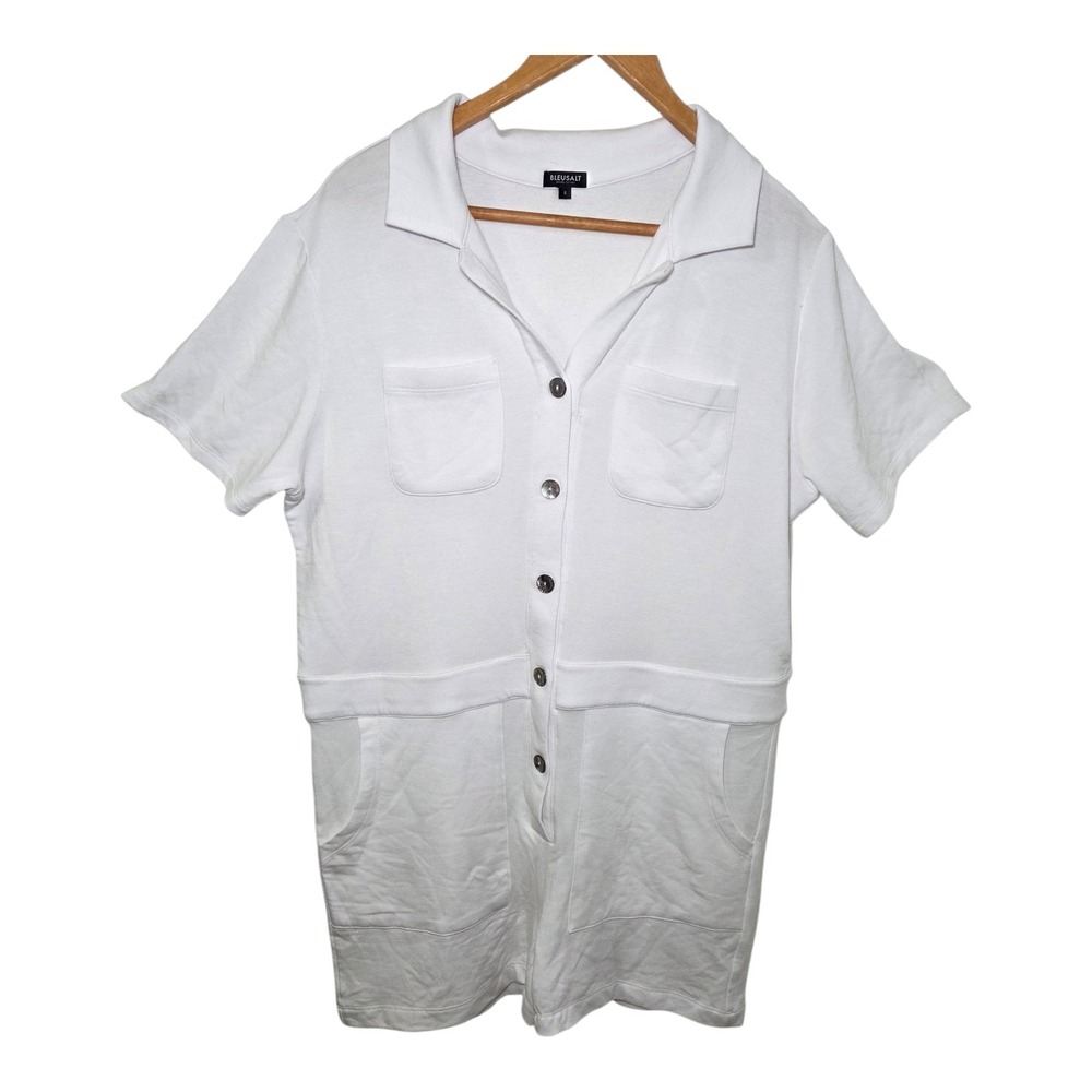 Bleusalt Malibu Women's Short Sleeve Button Front Romper White Size 4